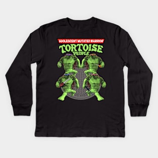 Adolescent Mutated Warrior Tortoise People - Off Brand Knock Off Parody Funny Comic Characters Kids Long Sleeve T-Shirt